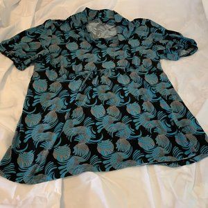 Shell and Brush Stroke Design Short Sleeve Tunic/Shirt